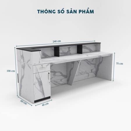Quầy Lễ Tân Giả Đá 2m4-QLTF2m4