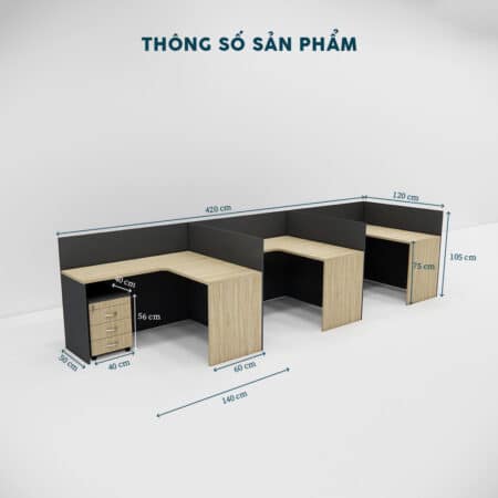 Cụm Bàn Làm Việc 3 Người-FCBNV61