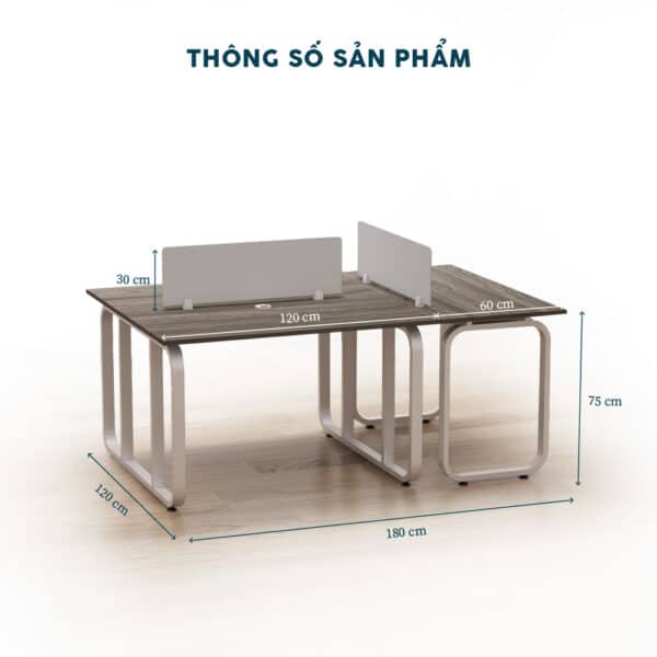 Cụm Bàn Nhân Viên 3 Người Chân Sắt-BLVF1