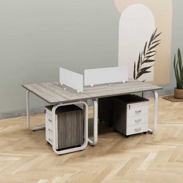 Cụm Bàn Nhân Viên 3 Người Chân Sắt-FCBNV64