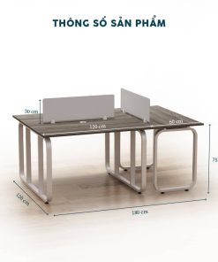 Cụm Bàn Nhân Viên 3 Người Chân Sắt-BLVF1