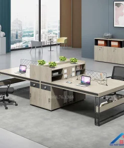 Cụm bàn làm việc 4 người có tủ phụ – CB58