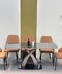 Bàn ăn Mặt đá Kèm 6 Ghế Da Ba 101