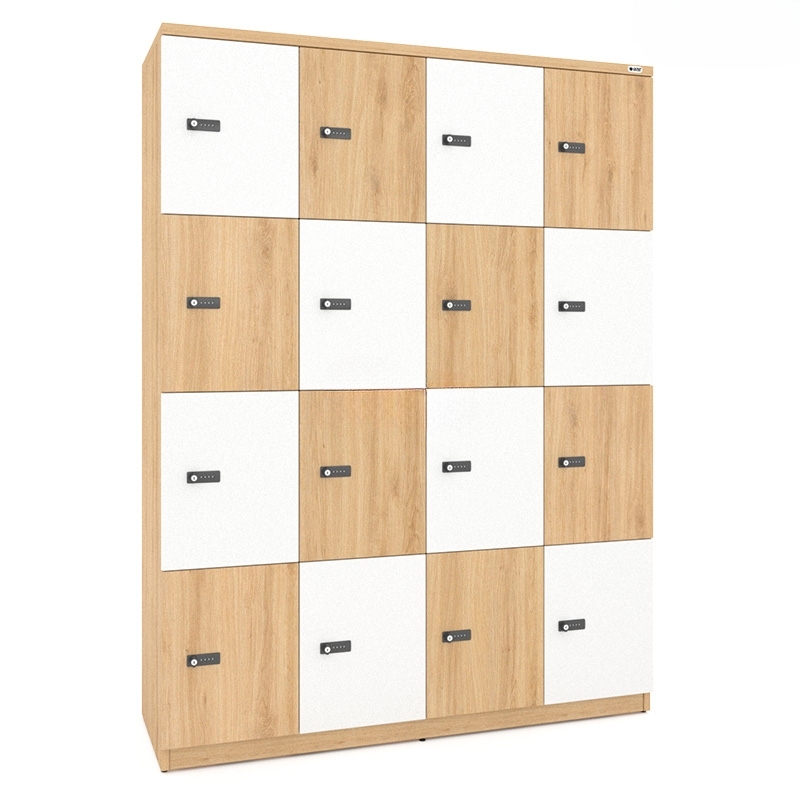 Tủ Locker Gỗ 16 Cánh Khoá Mật Mã Phối Màu Tl85